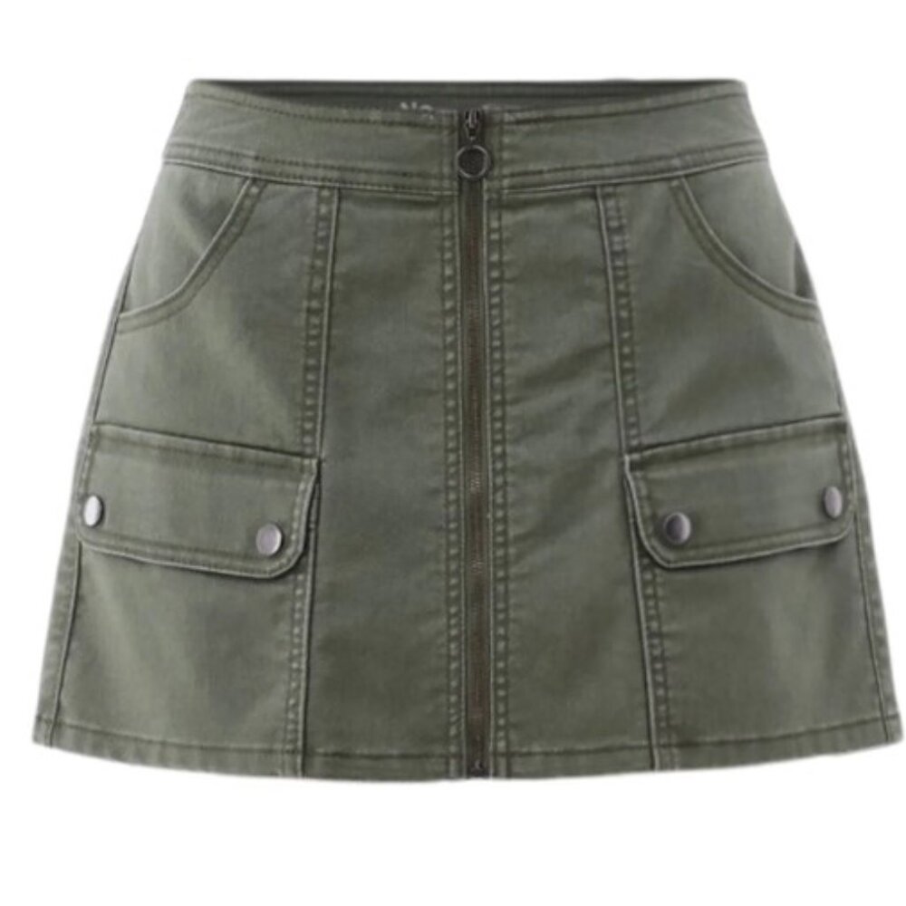 Y2K Cargo Mini Skirt XS Green Utility Streetwear Pockets NWT